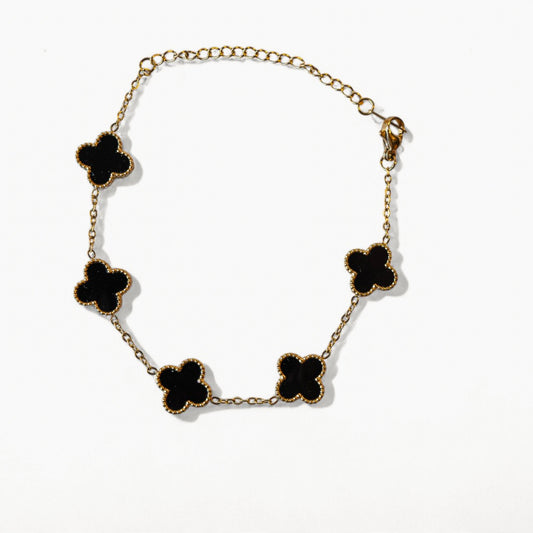 Goldenes Clover-Armband in schwarz